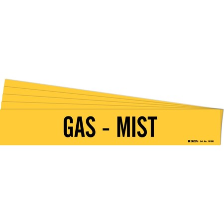 Brady GAS - MIST Pipe Marker Style 1 Black on Yellow 1 per Card, 5 PK 131051-PK